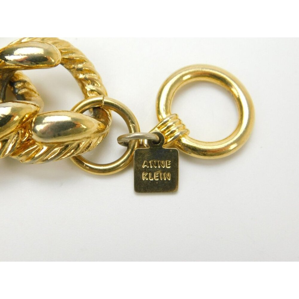 Vintage Anne Klein Heavy Chunky Textured Chain Link Gold Tone Collar Necklace - Picture 6 of 7